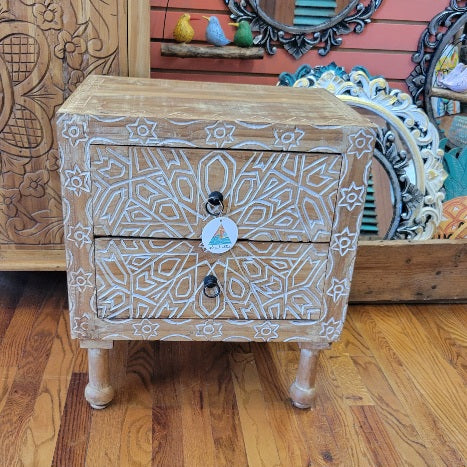 End Table Carved Wood