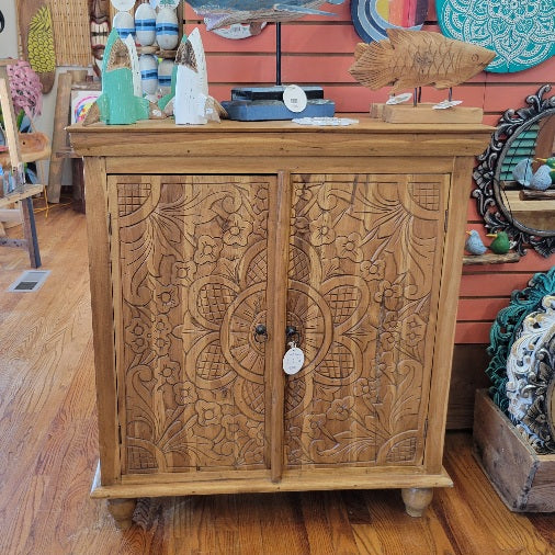 Console Carved Wood Natural