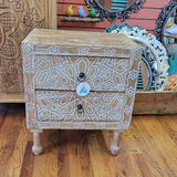 End Table Carved Wood