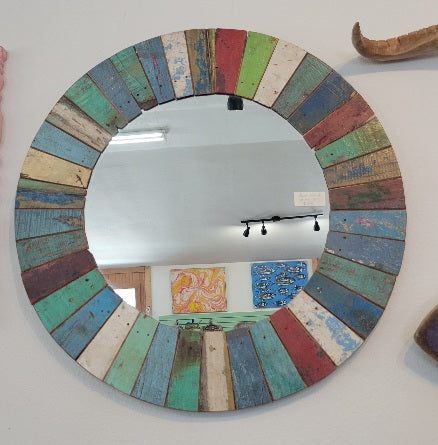 Mirror Round Reclaimed Boatwood