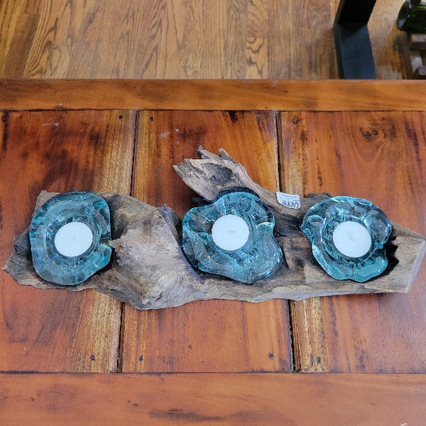 Molten Glass Triple Candleholder